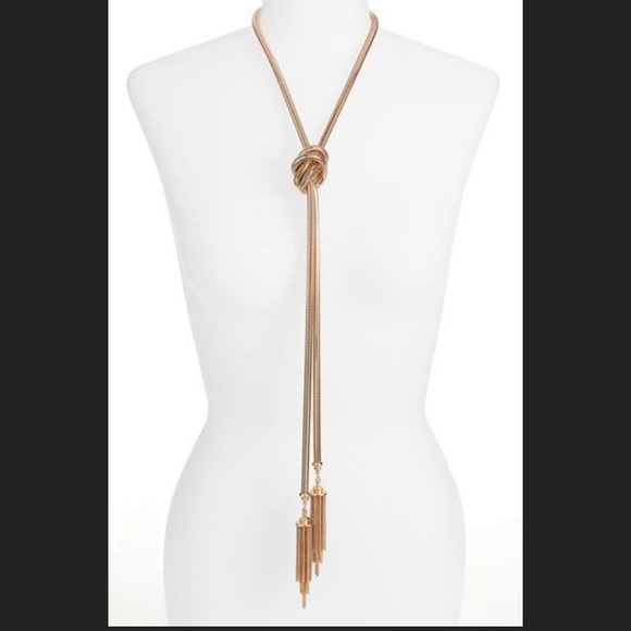 Kendra Scott McKayla necklace rose gold snake chain with tassels. - Picture 1 of 4